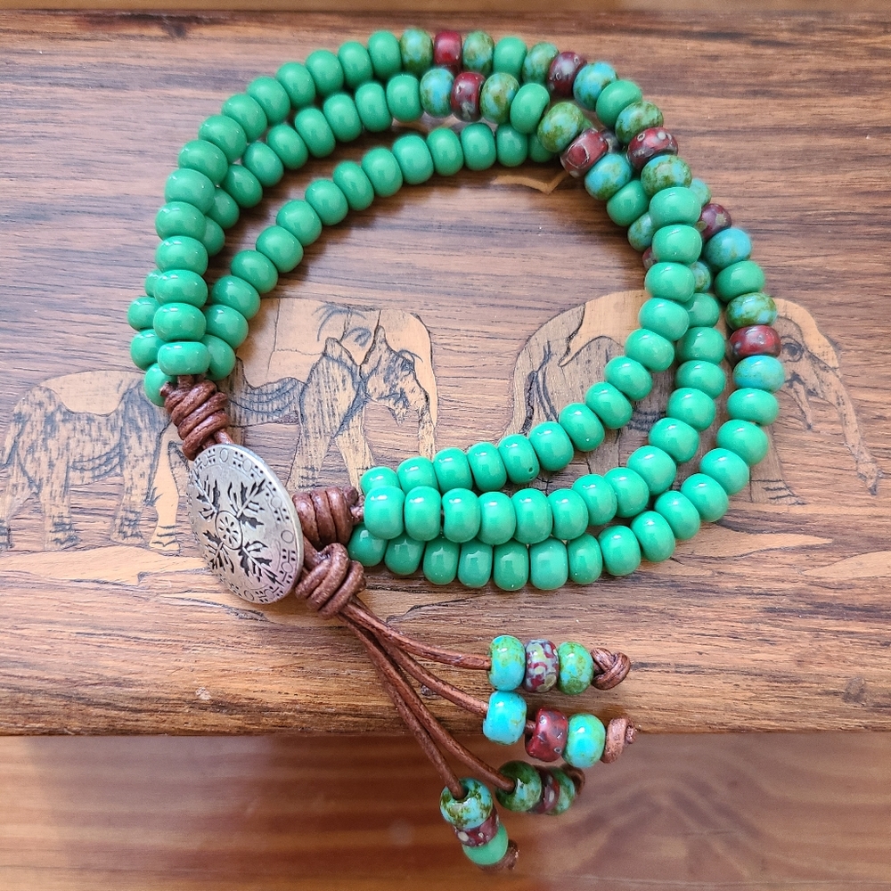 Handmade Boho Southwestern Triple Strand Leather P
